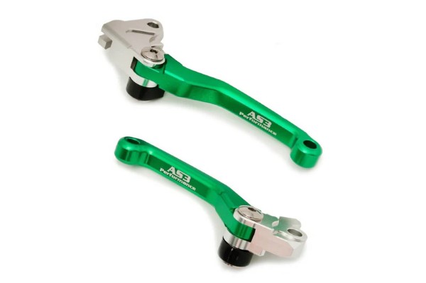 KAWASAKI KLX 450 R 2008-2012 AS3 FRONT BRAKE & CLUTCH FLEXI PIVOT LEVERS GREEN