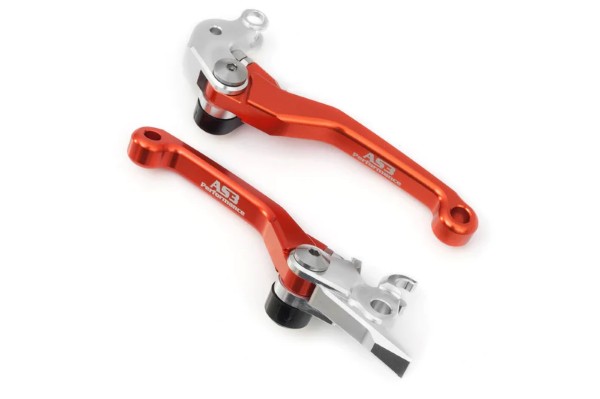 KTM 125 250 450 525 SX EXC XC F 2005-2008 AS3 FRONT BRAKE & CLUTCH FLEXI PIVOT LEVERS ORANGE